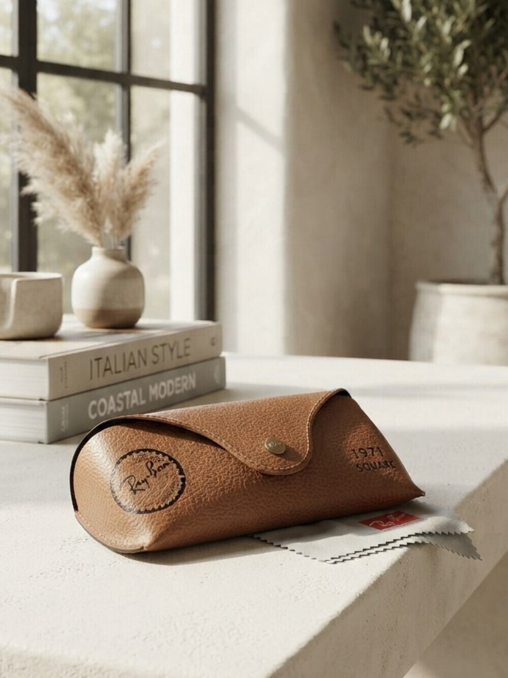 Authentic Ray-Ban Leather Sunglasses Case Tan Pebbled Replacement Case